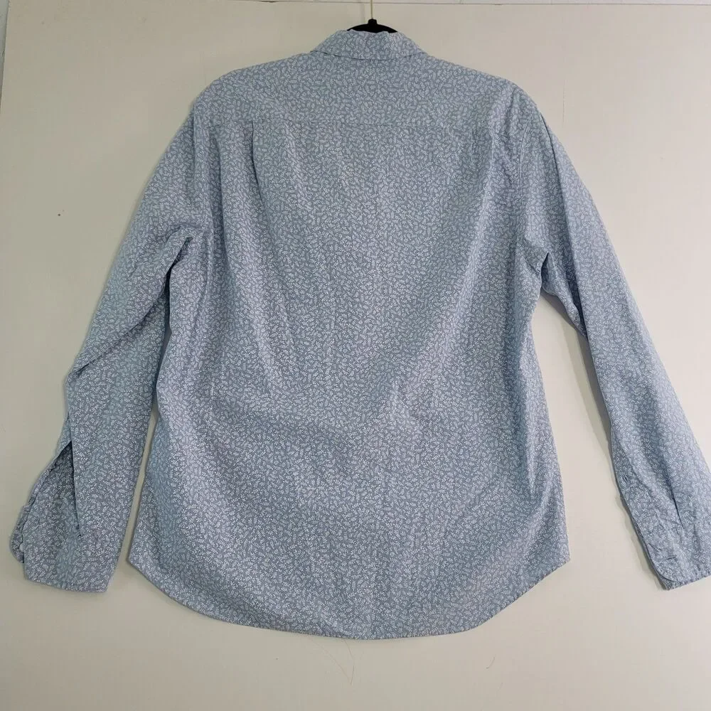 J.Crew Slim Untucked Button Down Shirt Mens Medium Blue Floral Print Cotton